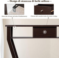 Tavolo Consolle in Legno, Consolle con Cassetto e Ripiani, Tavolo d'Ingresso Multiuso per Salotto, Corridoio e Entrata 120 x 30 x 81 cm (Marrone)