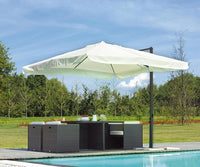 Ombrellone quadrato 3x3 mt da giardino con palo laterale e telo ecrù, apertura a manovella Tomaino 5011