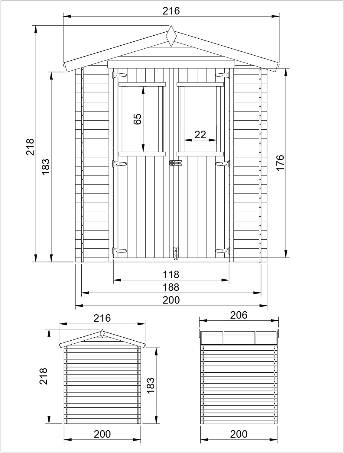 TIMBELA M343+M343G Casetta da Giardino in Legno CON PAVIMENTO TRATTATO - 3.53 m2