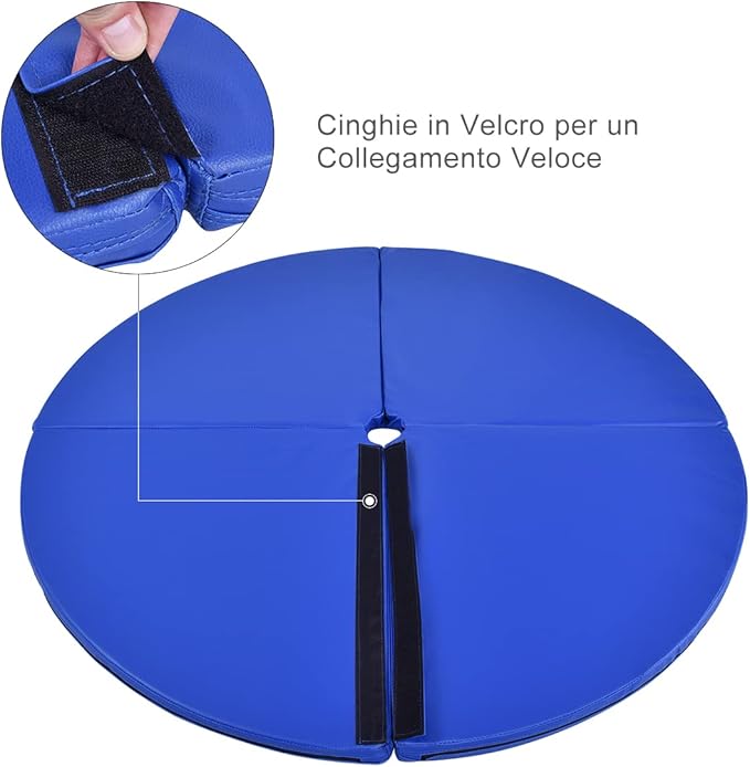 Tappetino per Pole Dance Pieghevole Tappeto per Palo da Danza Antiscivolo, Diametro 150 x 5 cm(Blu)