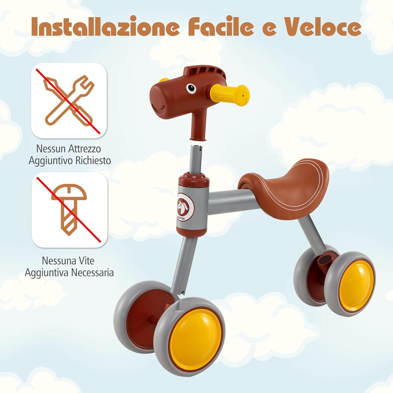 Bicicletta Senza Pedali per Bambini, Bici Equilibrio per Bambini con Sedile in Pelle Aritificiale e Ruote in Schiuma EVA, Bike per Bambini 18-36 Mesi, Portata 25 kg