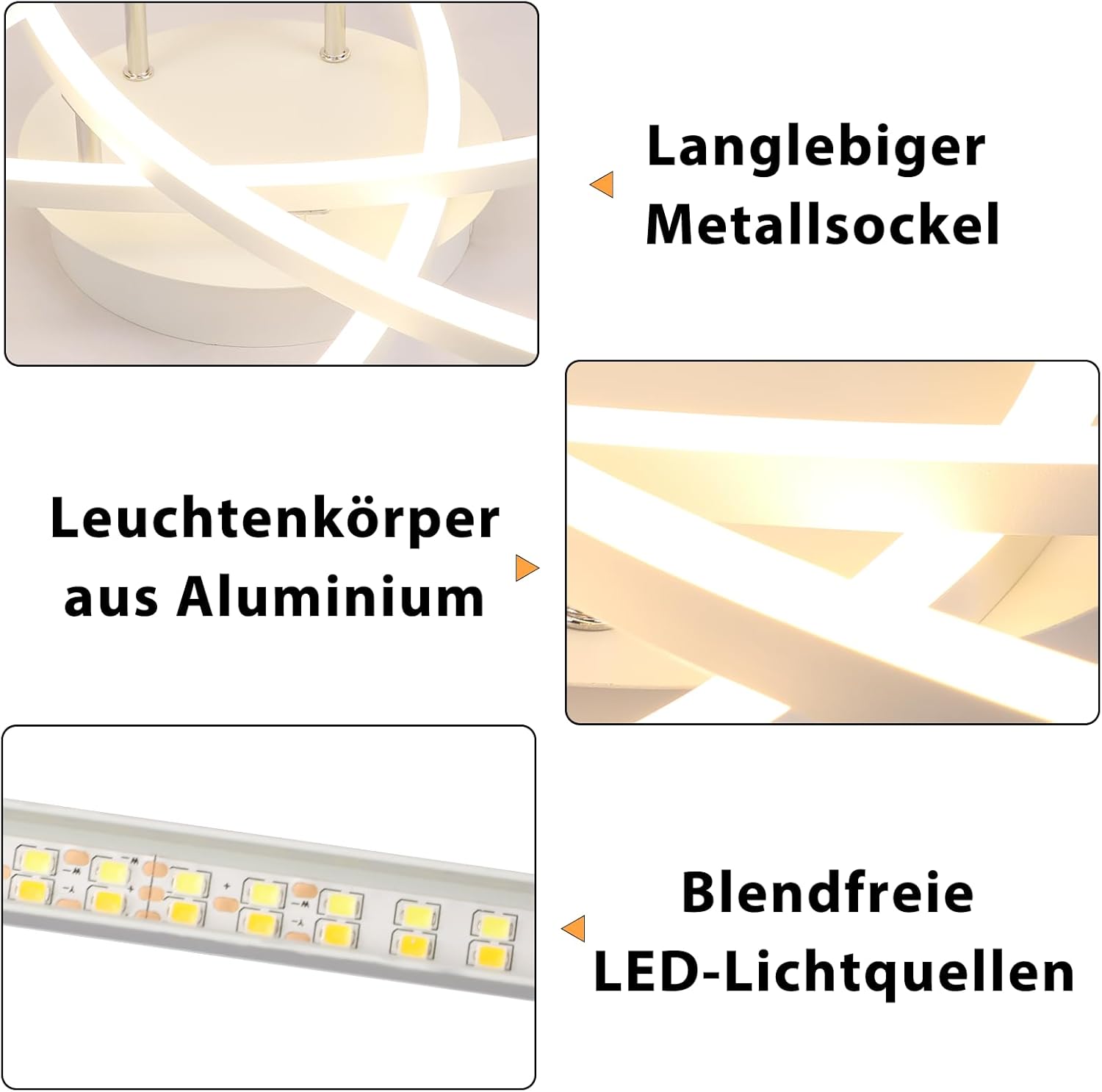 ZMH Lampada da soffitto plafoniera LED design bianca 32W telecomando per soggiorno ufficio