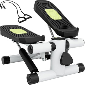 Mini Stepper per Esercizio a Casa, Stepper Idraulico con Fasce di Resistenza, Altezza Regolabile e Pedali Antiscivolo, Dispositivo per Allenamento Completo del Corpo