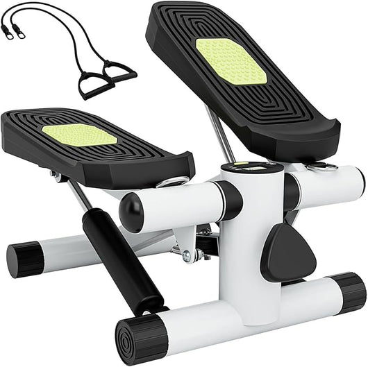 Mini Stepper per Esercizio a Casa, Stepper Idraulico con Fasce di Resistenza, Altezza Regolabile e Pedali Antiscivolo, Dispositivo per Allenamento Completo del Corpo