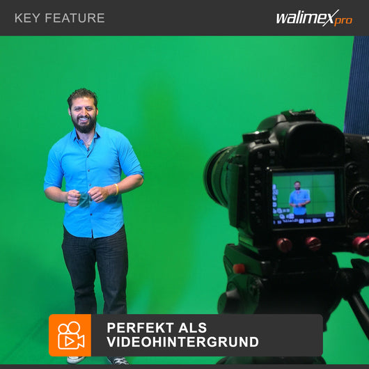 Sfondo in tessuto 2,85 x 6 m verde cromato, fondale per fotografia in poliestere 130 g/m², in stoffa con tunnel per sistema di sfondi, ideale per studio fotografico