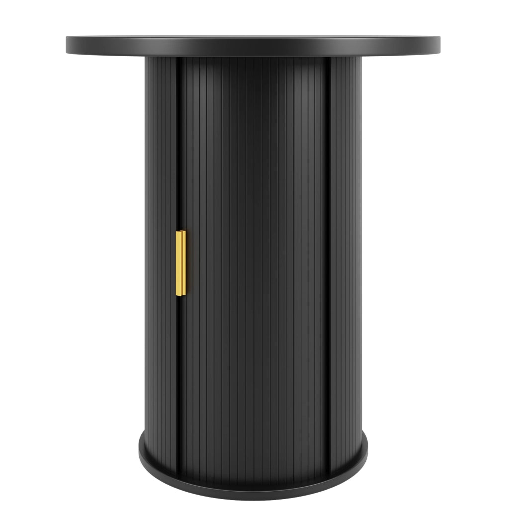Tavolo bar rotondo con spazio contenitore 60x60x91;6 cm in MDF e metallo; nero