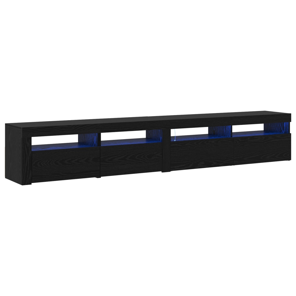 Set di 2 Mobili TV con Luci LED in Rovere Nero Legno Ingegnerizzato