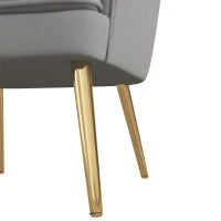 Poltrona in Velluto Imbottita con Gambe Dorate in Poliestere e Acciaio, 71x72x75cm, Grigio