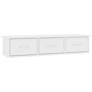 Scaffale con Cassetti a Parete | Mensola sospesa Bianco 88x26x18,5 cm Multistrato