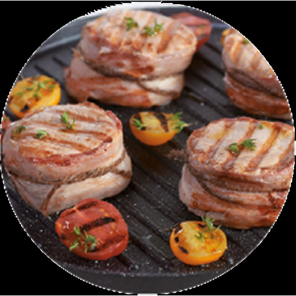 Trade Shop - Padella Antiaderente Piastra Griglia Tonda Per Carne Verdure Nera Accessori Cucina 624390 -
