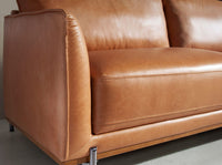 Divano a 3 posti in pelle marrone