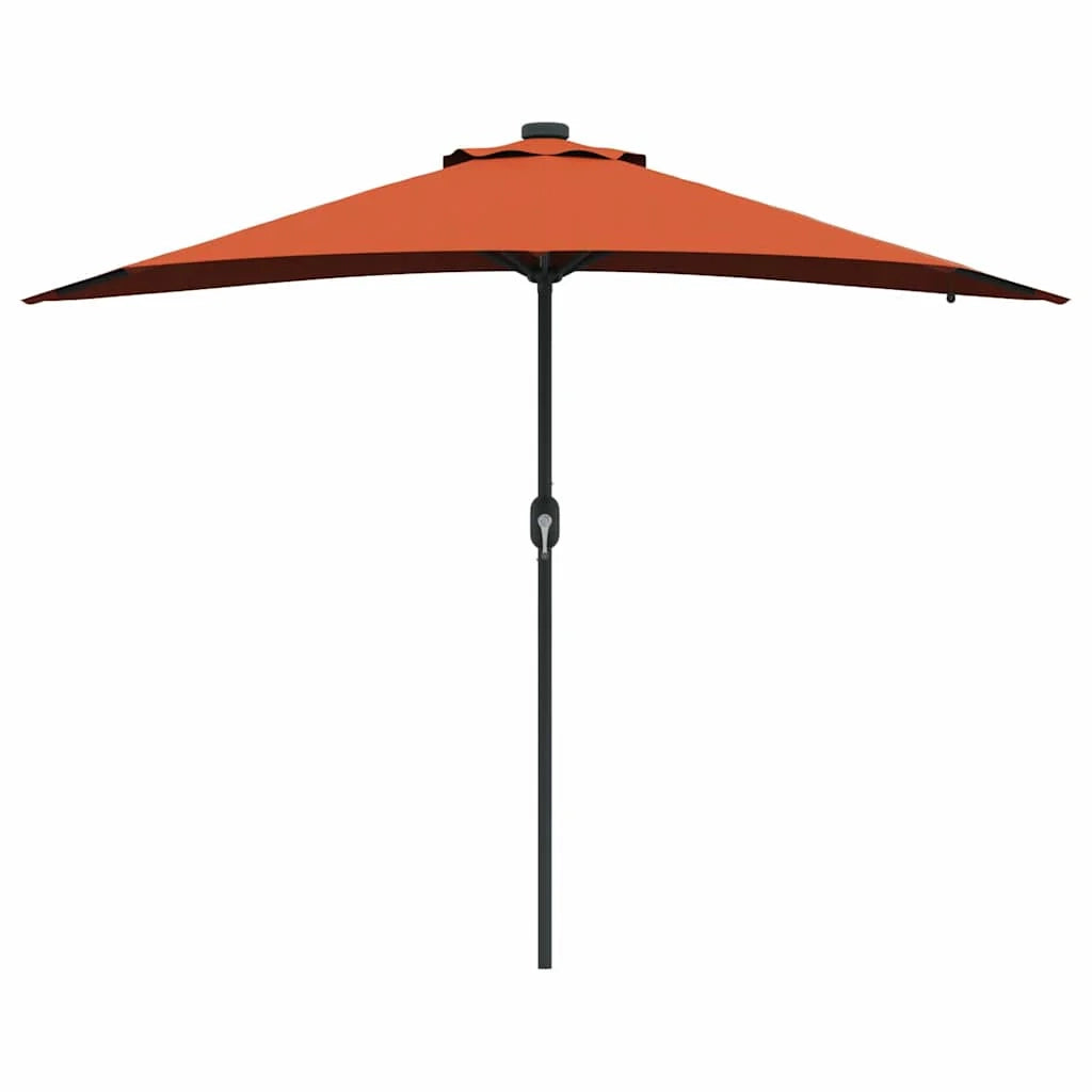 Ombrellone da giardino pieghevole moderno 294 x 150 x 223 cm con meccanismo a manovella stile contemporaneo poliestere color terracotta 02_0058663