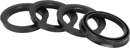 Centri di allineamento auto in plastica nera, riduzione da 72,6 mm a 57,1 mm, set da 4 pezzi
