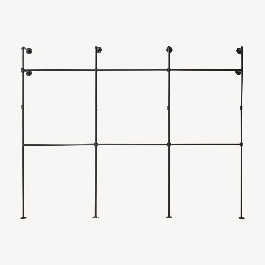 Stand Appendiabiti Kenävatka da Parete in Acciaio con Barra Porta Abiti 222x296x31 cm - Nero [en.casa]