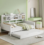 Divano letto multifunzione estraibile 90x200 cm con vano portaoggetti; bianco
