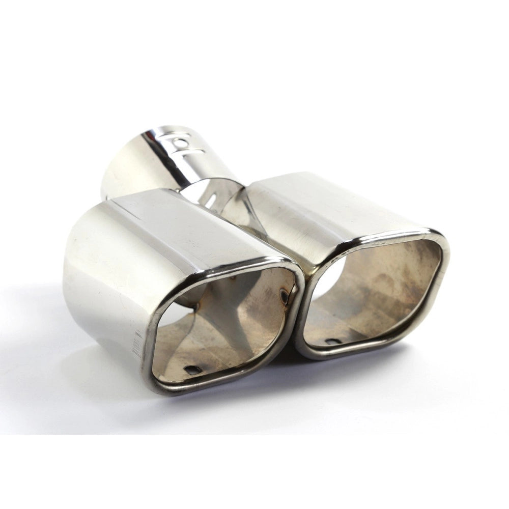 Trade Shop - Doppio Scarico Sportivo Codino Marmitta Terminale Auto Tuning Acciaio Cromato -