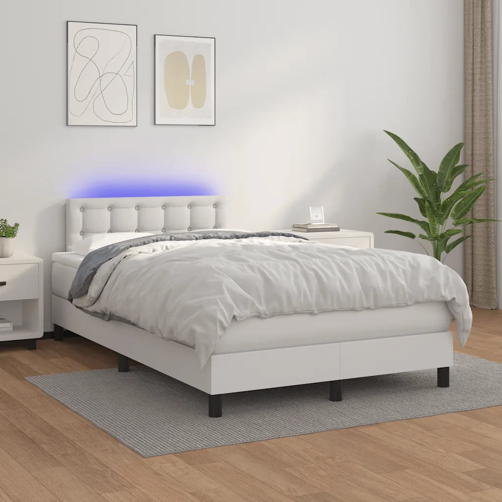 Giroletto Molle con Materasso e LED Bianco 120x190cm Similpelle 3270136