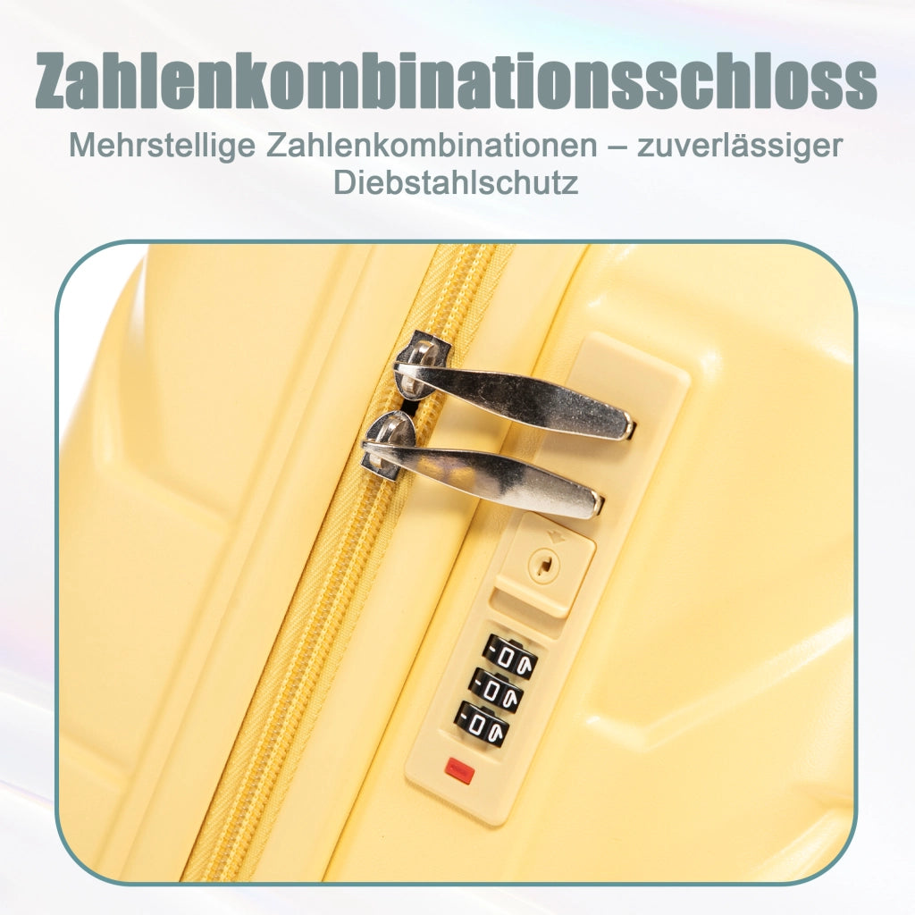 Set composto da due valigie girevoli in ABS da 14"/19" con lucchetto a combinazione e pochette cosmetica da 14" (gialla)