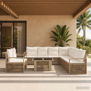 Set Divano da Giardino 10 pz Beige e Bianco Crema polyrattan 3437118