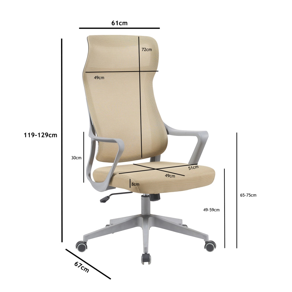 Sedia studio Hispanohogar altezza regolabile in tessuto beige 127x67x69