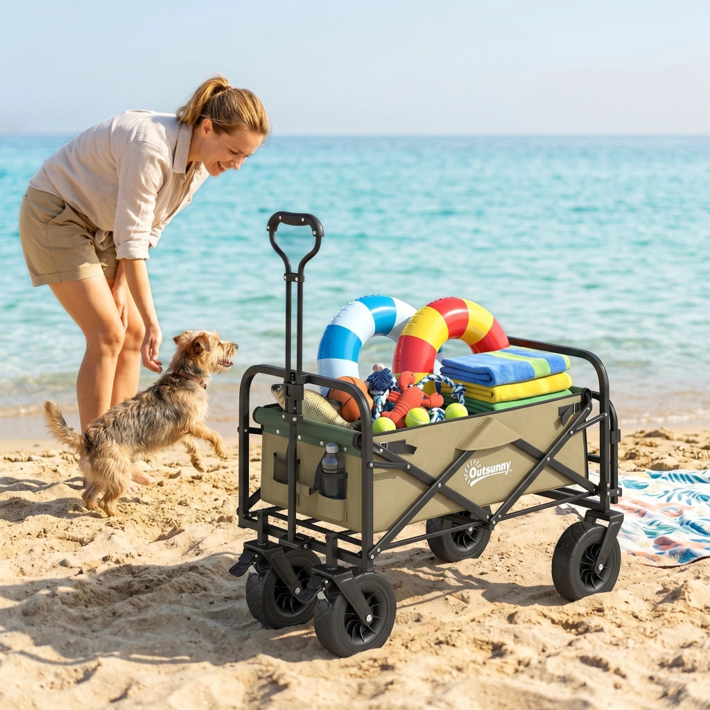 Carrello da Giardino ¨C Minimal ¨C 110L Acciaio Tessuto Oxford Cachi
