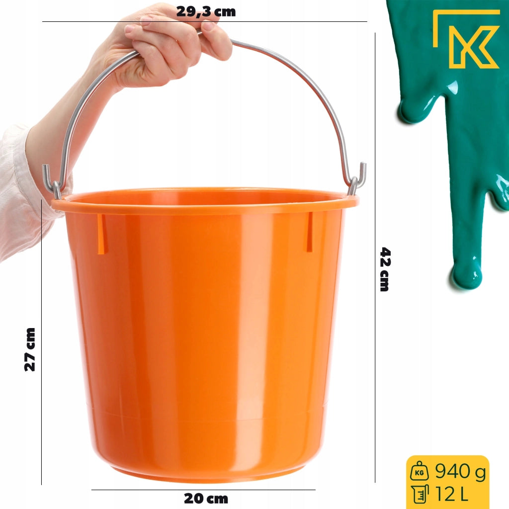 Secchio da costruzione KADAX 12L, plastica resistente, per malta, ideale per uso domestico e giardinaggio (2 pezzi).