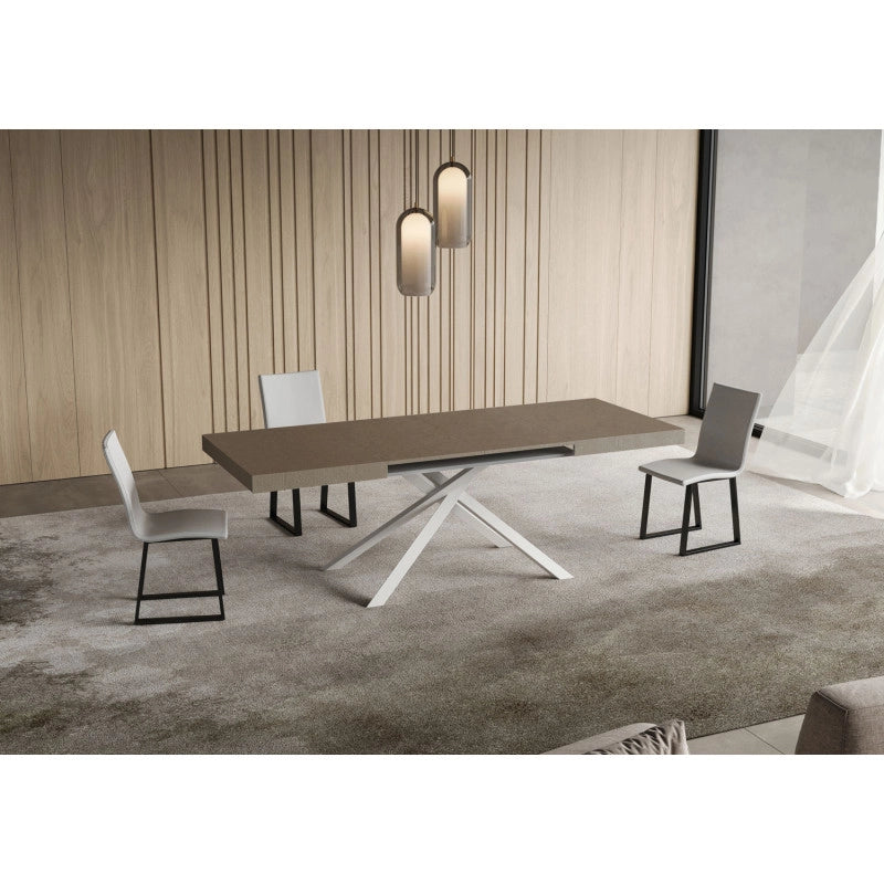 Tavolo allungabile 120/380x90 cm Niket telaio Bianche - Tortora