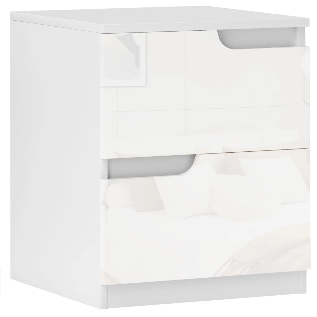 Comodino Moderno con Cassetti ¨C zephmum ¨C Bianco Lucido 40x40x48 cm