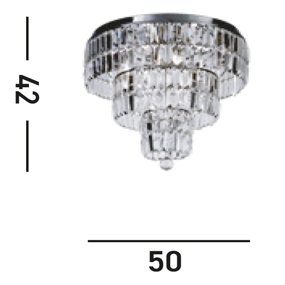 Lampadario Classico Impero Acciaio Cromo Vetro Trasparente 6 Luci E14