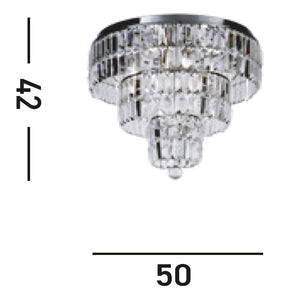 Lampadario Classico Impero Acciaio Cromo Vetro Trasparente 6 Luci E14