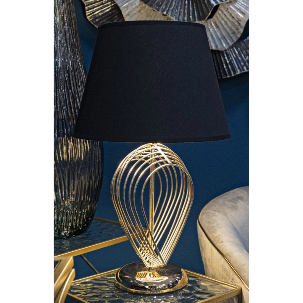 Lampada da Tavolo VKH123, Nero, Metallo, 32,5x32,5x53,5 cm