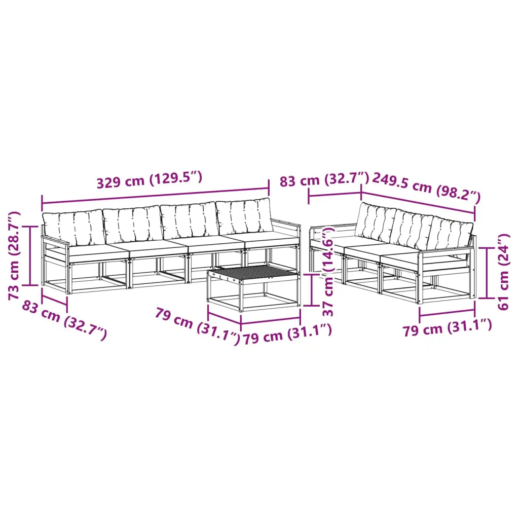 Set di divani da esterno 8 pcs Bianco e Crema 3388484