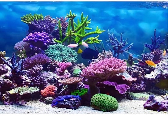 Decorazione per acquario PVC autoadesiva - motivi di corallo - 76 x 30 cm - immagini HD - rimuovi residuo - poster di sfondo