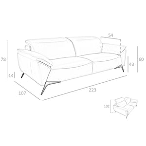 Divano a 3 posti in pelle tortora