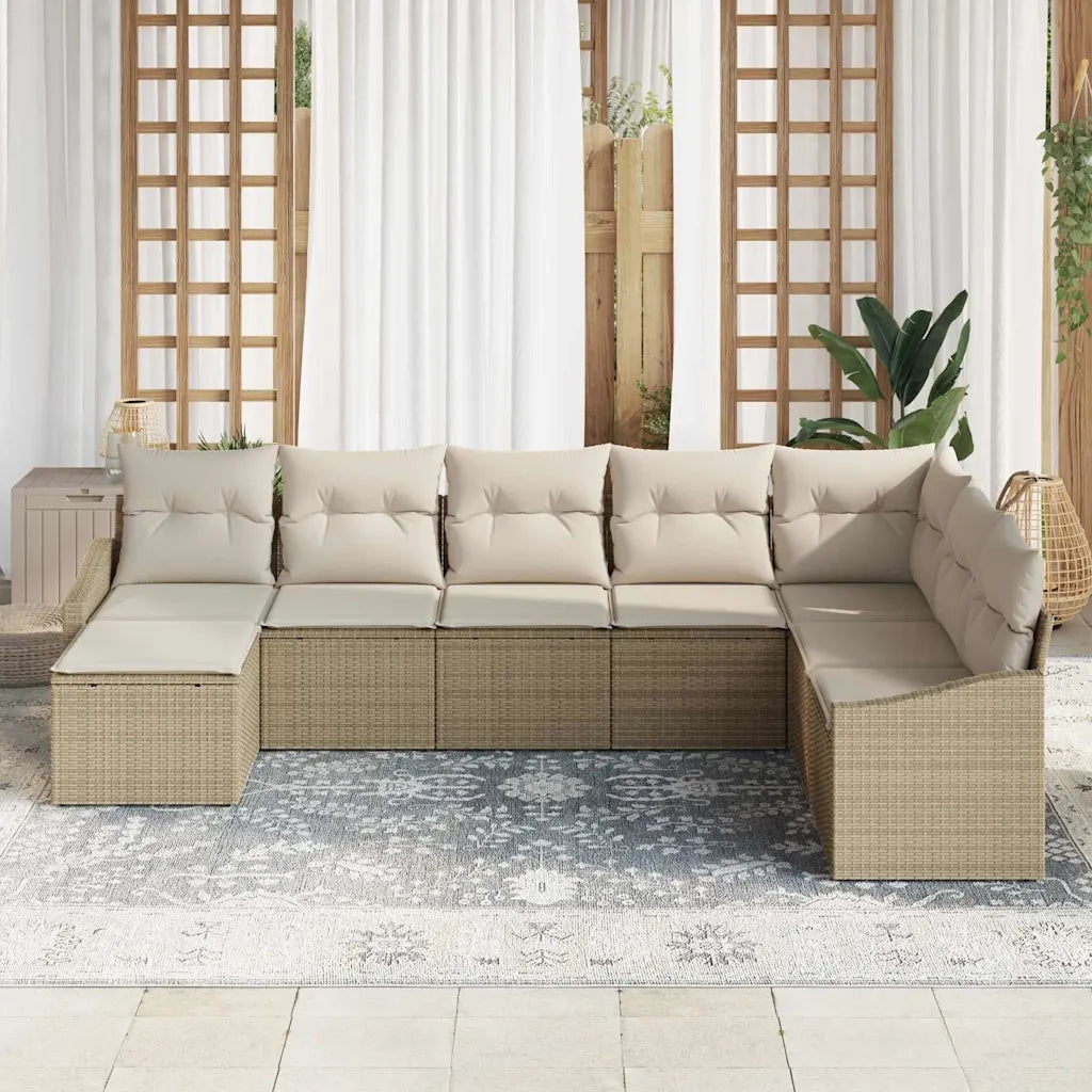 Set di divani con cuscino 8 pcs Beige polyrattan 3346841