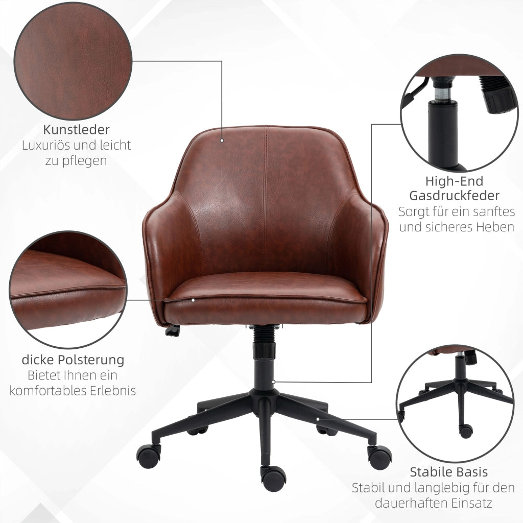 SEDIA Ufficio girevole con funzione oscillante 58,5x62x83-91 cm Marrone