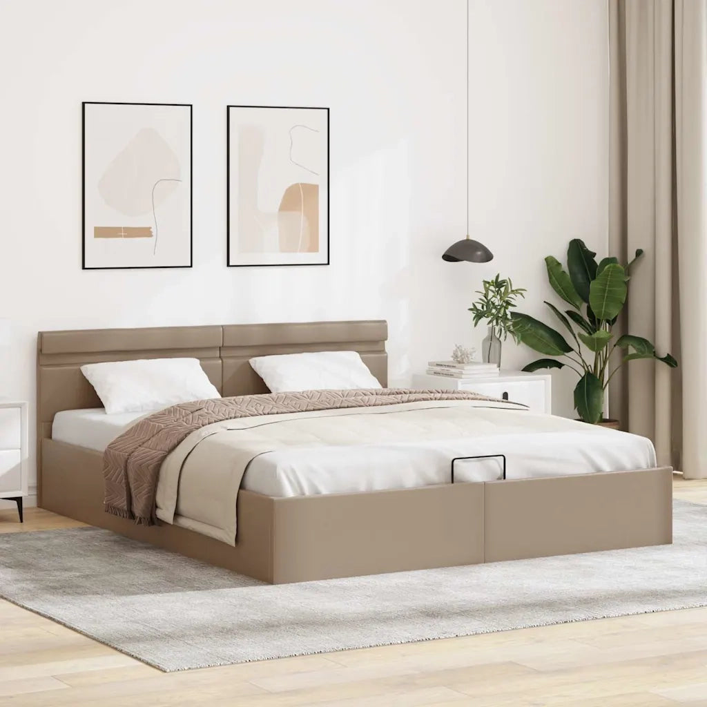 Giroletto Idraulico con LED Cappuccino Similpelle 180x200cm 285563