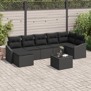 Set Divano da Giardino 8 Pezzi con Cuscini Beige Polyrattan