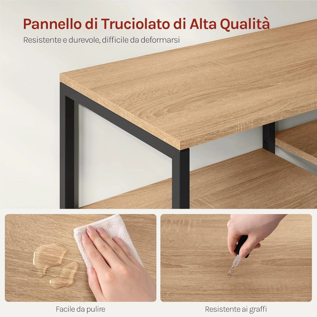 Scaffale Moderno con Ripiani e Armadietto, Scaffale Divisorio 80x35x97 cm, Stile Industriale, Struttura in Metallo, Nero + Rovere Chiaro, RGB08hei