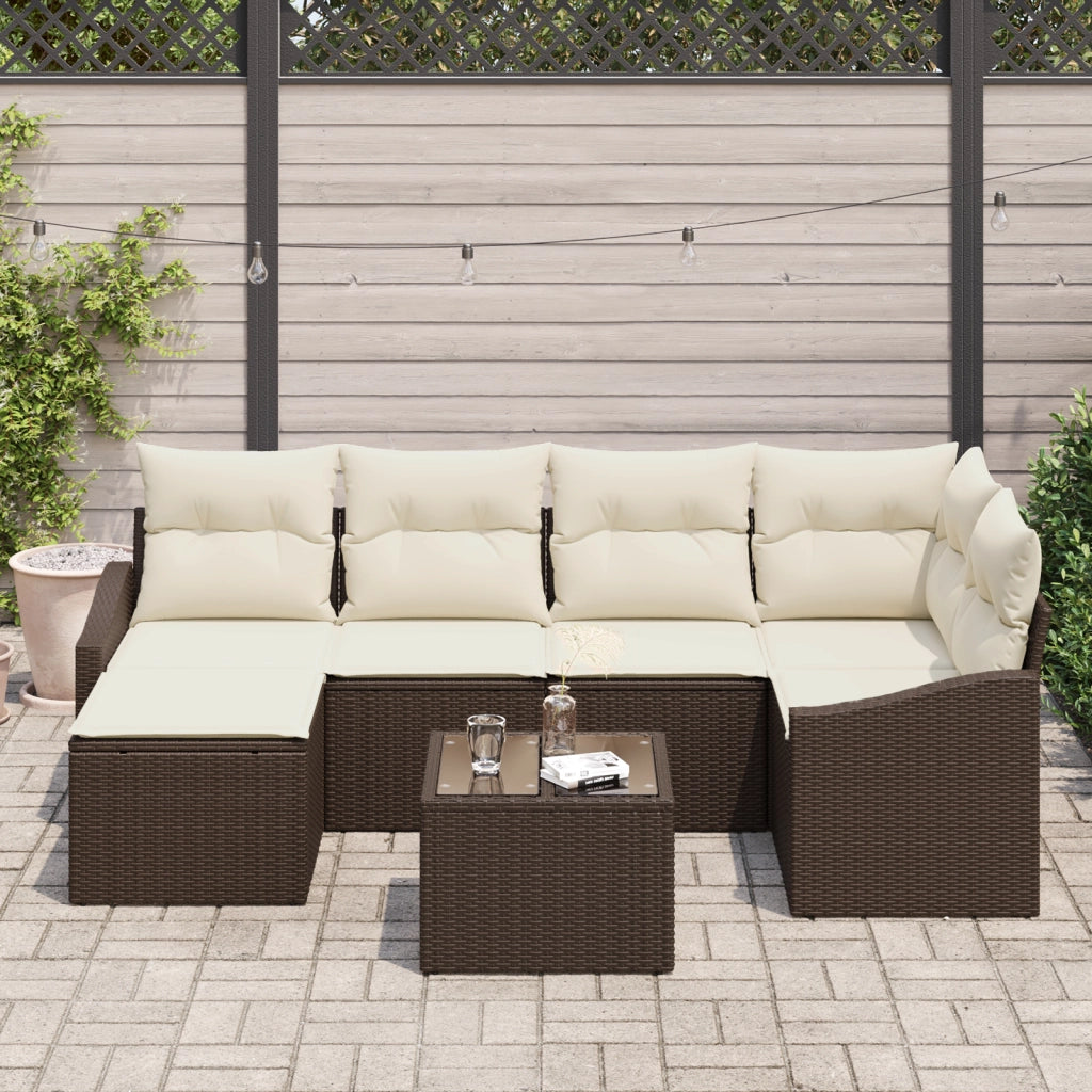 Set di Divani da Giardino 6 Pezzi con Cuscini Grigio Polyrattan