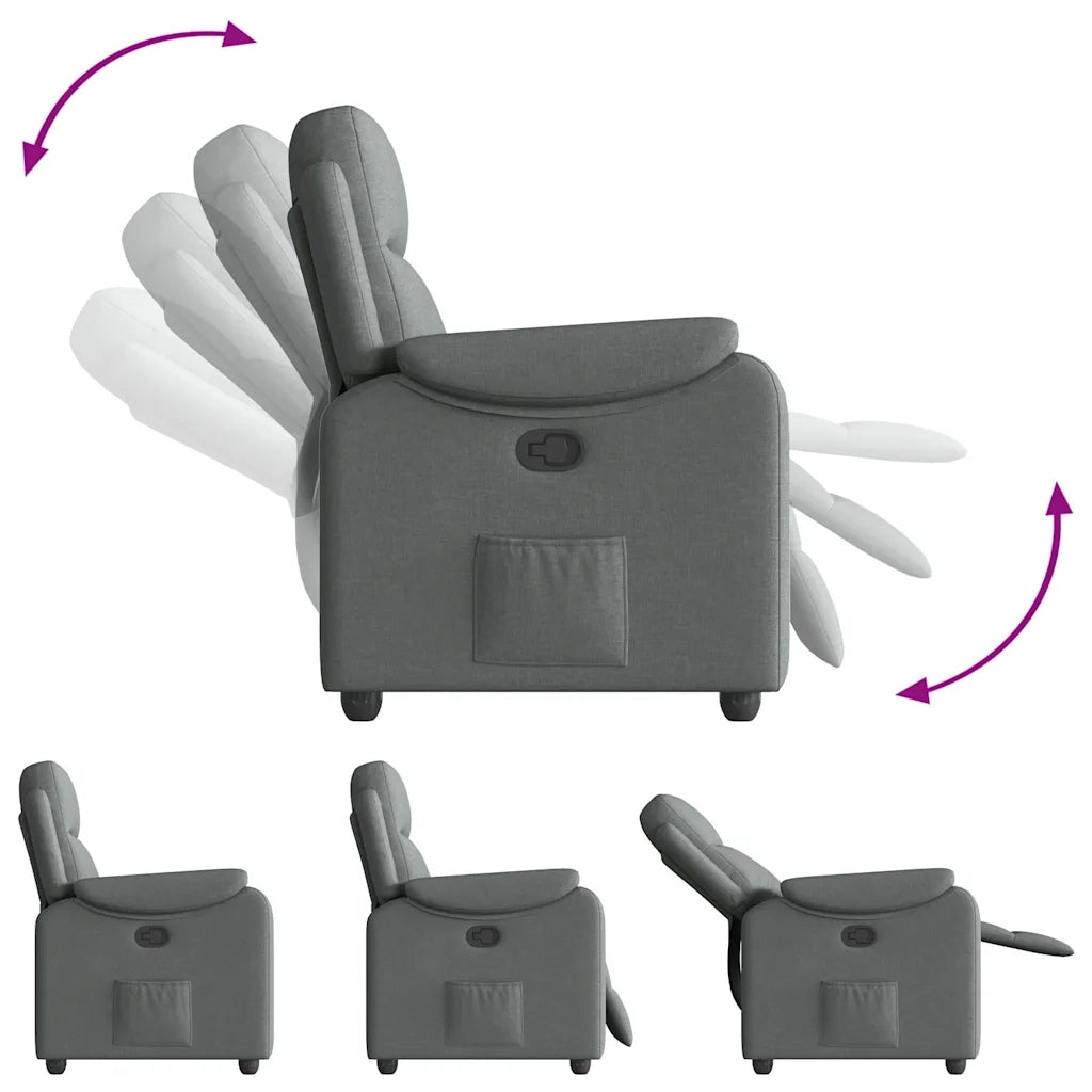 Divano Sedia-Poltrona Reclinabile in Tessuto Grigio Scuro 380564