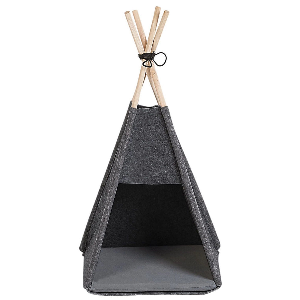 Cuccia a forma di Tenda in feltro grigio scuro 35 x 40 cm per cani e gatti con imbottitura