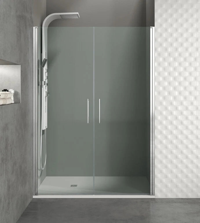 Box doccia frontale OPEN 2 porte battenti Cromo Trasparente 135 cm (65+70)