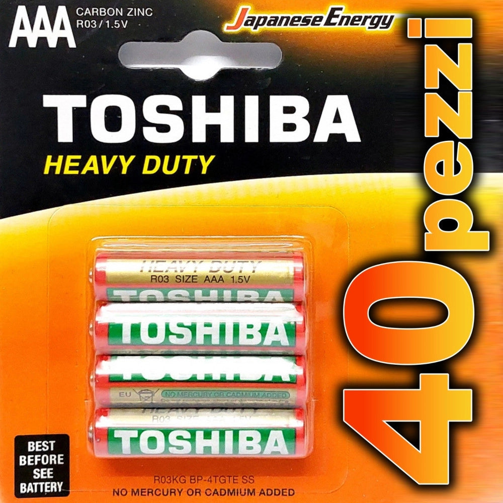 Trade Shop - 40pz Batterie Mini Stilo Aaa Pile Alkaline Confezione Risparmio Toshiba R6 1.5 V -