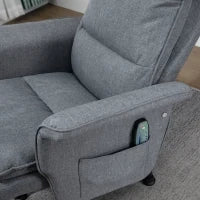Poltrona Relax Massaggiante con Pouf e Telecomando, 8 Punti Massaggio e 5 Programmi, Grigio