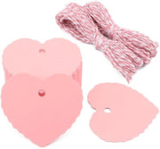 Etichette cuore - 100 pezzi - Carta kraft - Rosso - Valentino - Etichette con cordino - Sostenibili e stili