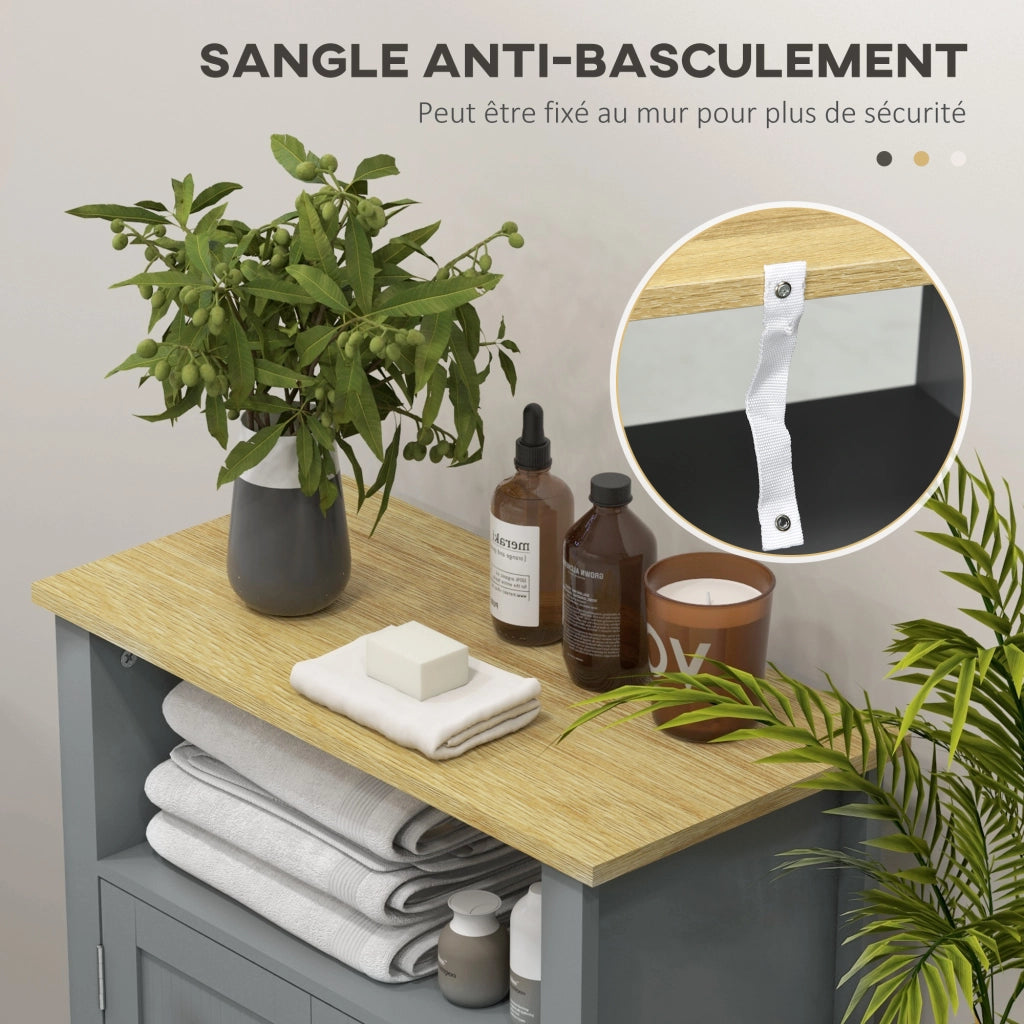 Mobiletto bagno sospeso con ante ¨C zephmum ¨C grigio naturale 60x30x