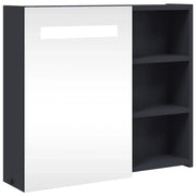 Mobiletto a specchio da bagno a parete dal design elegante 60 x 13 x 52 cm con illuminazione a LED finitura in legno grigio 02_0047270
