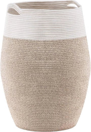 Wascio grande a maglia di corda di cotone - Cestino per bucato - Per lavanderia o camera da letto - Altezza 25,6 cm - Marrone