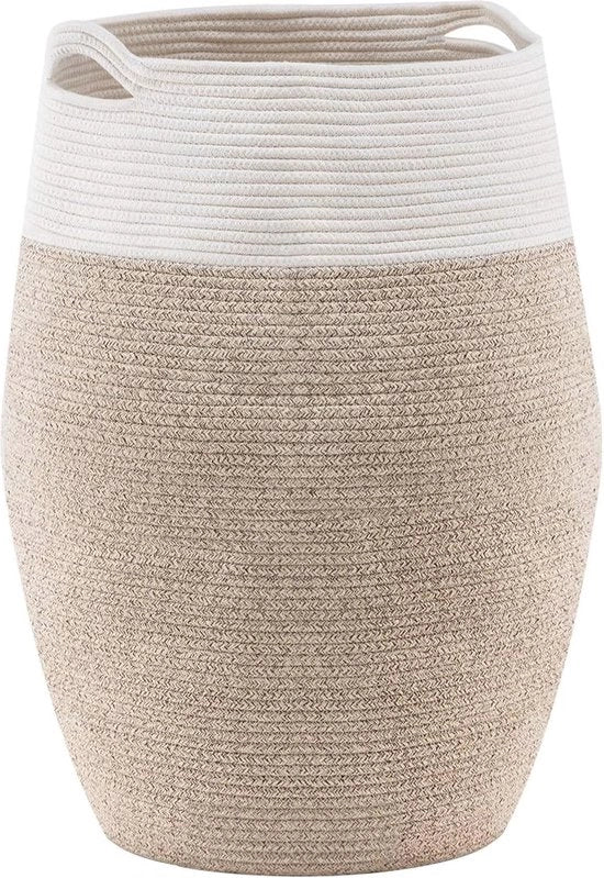Wascio grande a maglia di corda di cotone - Cestino per bucato - Per lavanderia o camera da letto - Altezza 25,6 cm - Marrone